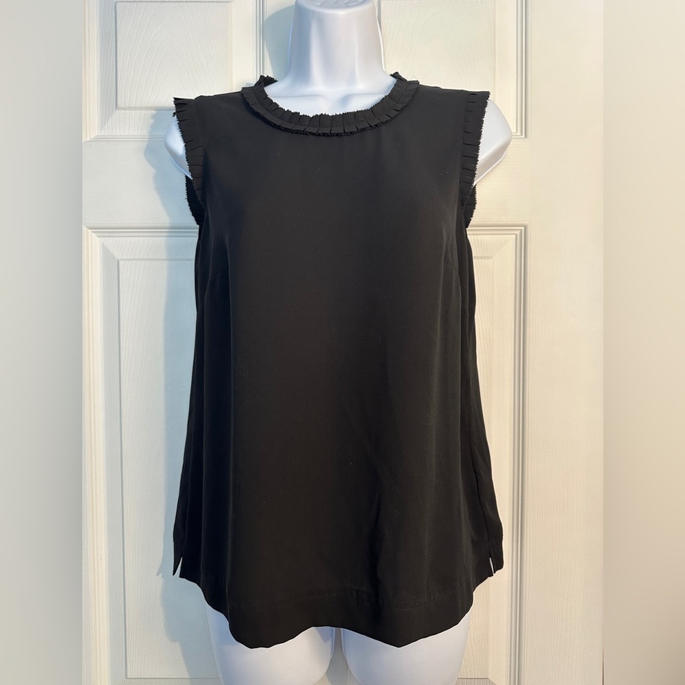 J.Crew pleated neck and arms tank. Black size 2.